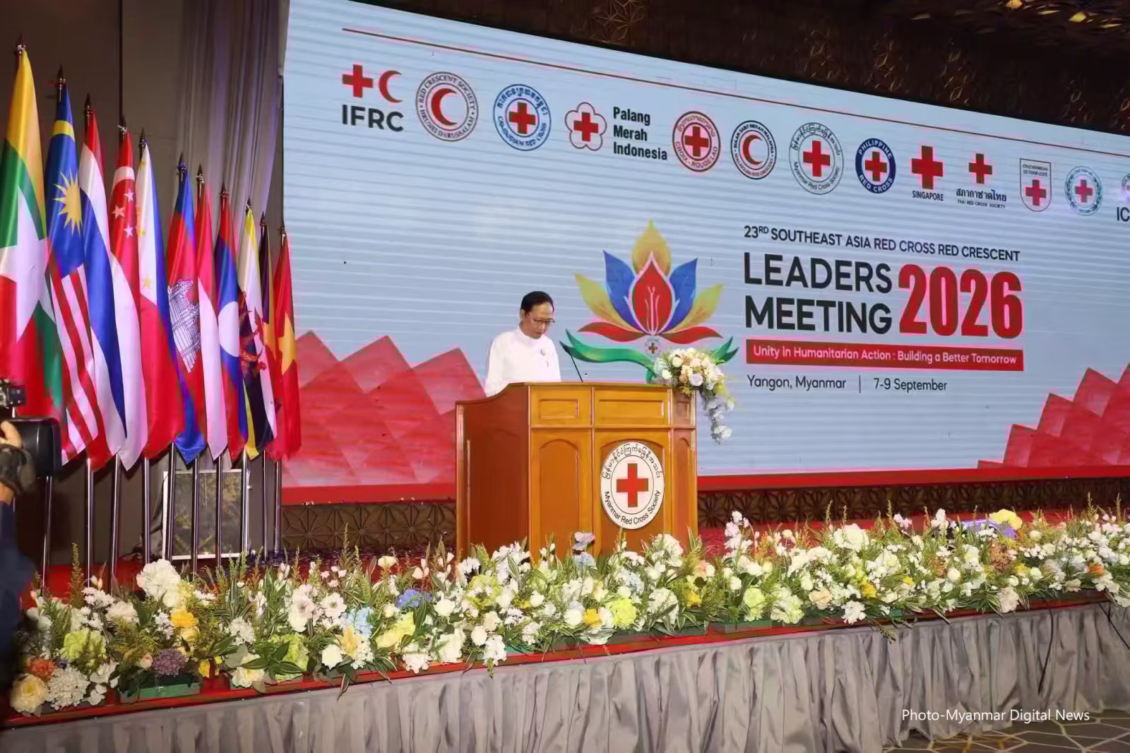 မြန်မာနိုင်ငံ ရန်ကုန်မြို့တွင် အရှေ့တောင်အာရှ ကြက်ခြေနီလခြမ်းနီအသင်း ခေါင်းဆောင်များ အစည်းအဝေးကျင်းပစဉ် (ဓာတ်ပုံ - Myanmar Digital News)