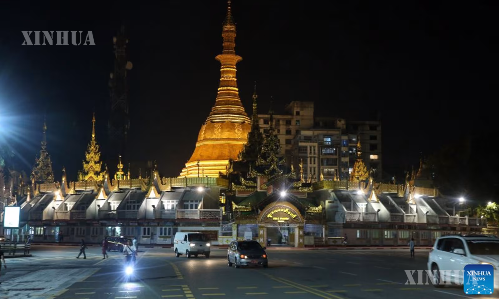 မြန်မာနိုင်ငံ ရန်ကုန်မြို့လယ်ရှိ ဆူးလေစေတီတော်မြတ်ကြီးအား ၂၀၂၆ ခုနှစ် အောက်တိုဘာ ၅ ရက် ညပိုင်းက တွေ့ရစဉ် (ဆင်ဟွာ)